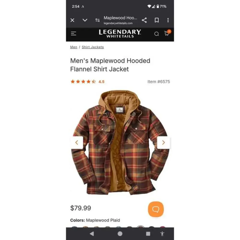 Legendary Whitetails Hooded Flannel Jacket - Men's Medium - Maple Plaid Pattern - Picture 9 of 9